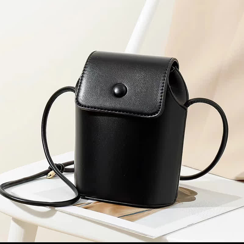 Women Mini Retro Bucket Bag PU Leather Phone Bag Crossbody Bag