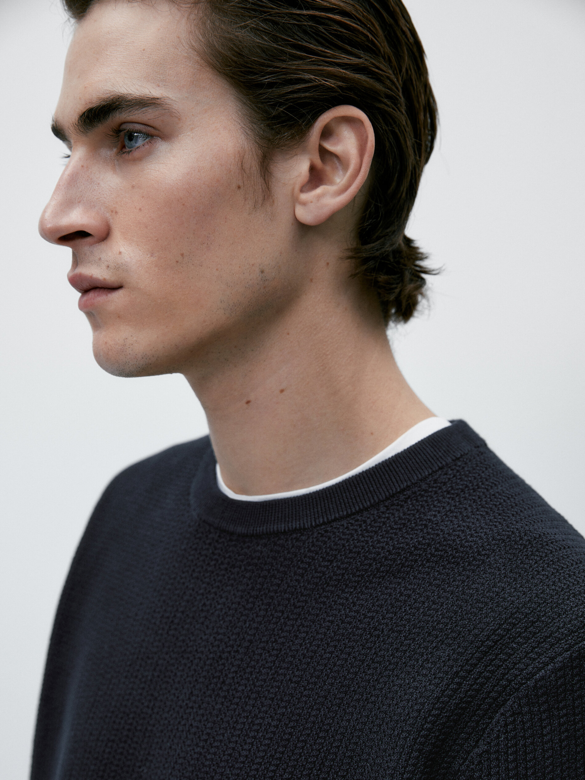 Jersey de punto estructura cuello redondo - AZUL MARINO