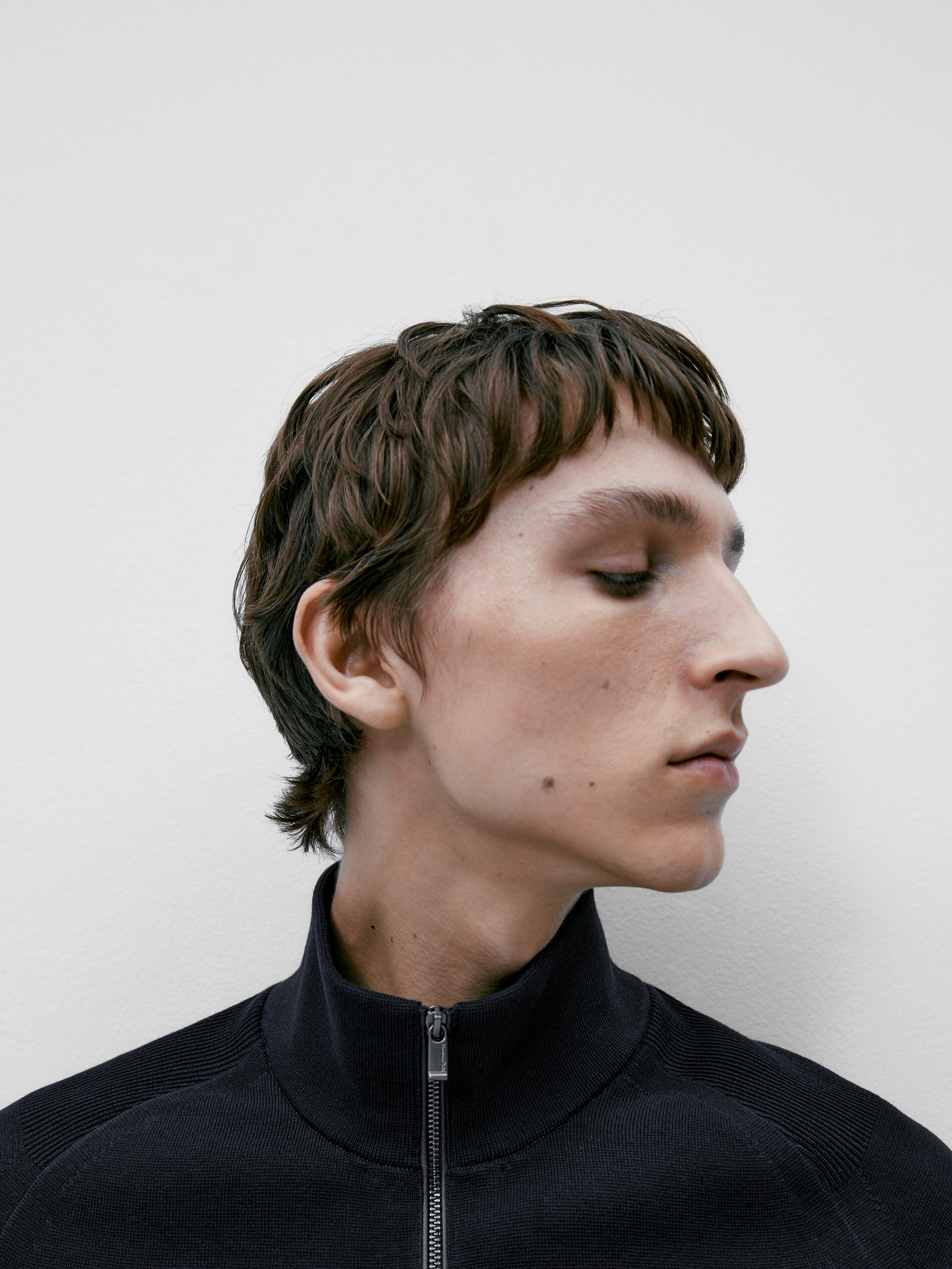 Jersey cuello mock cremallera - AZUL MARINO