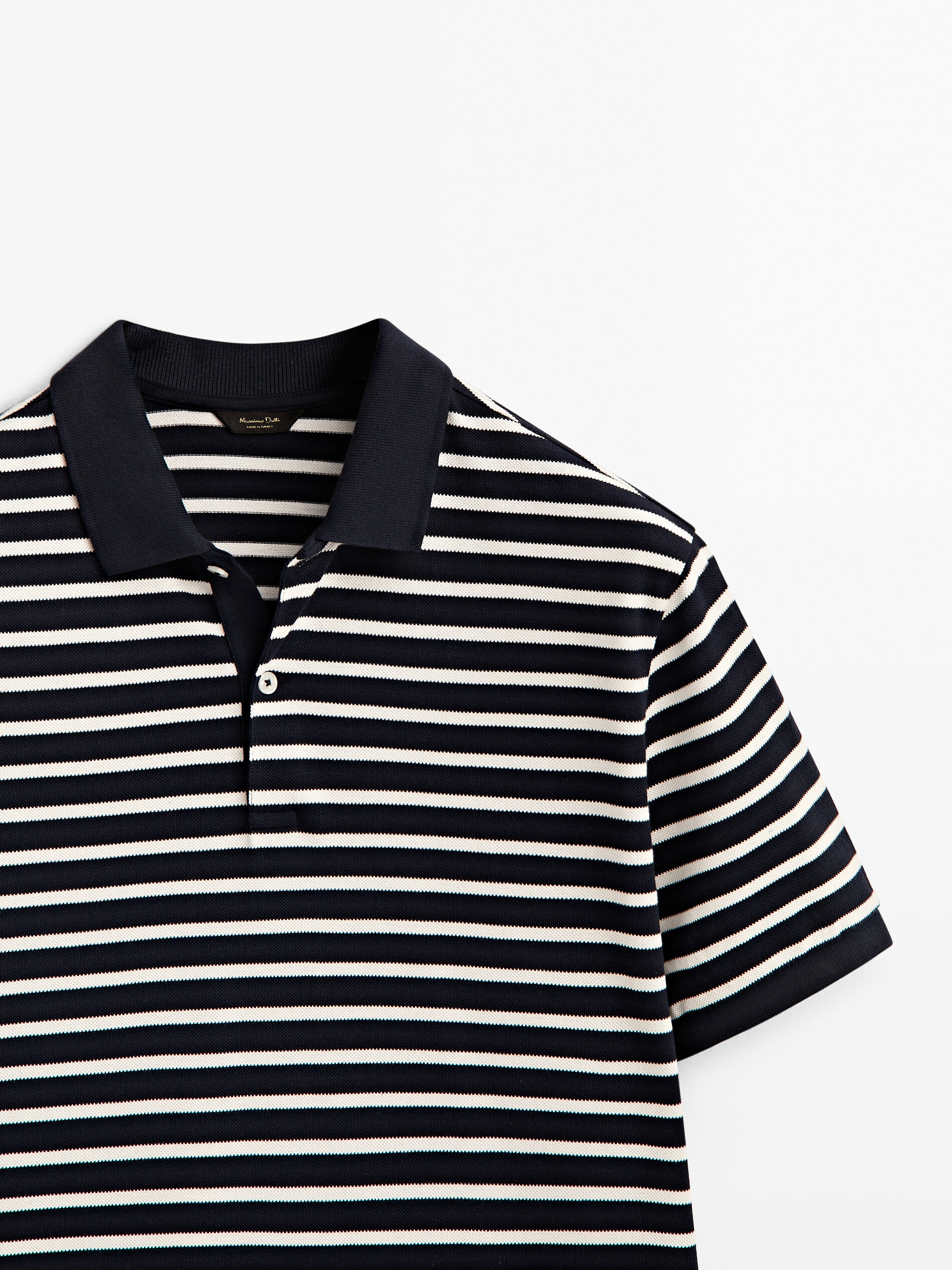 Polo rayas manga corta algodon - AZUL MARINO