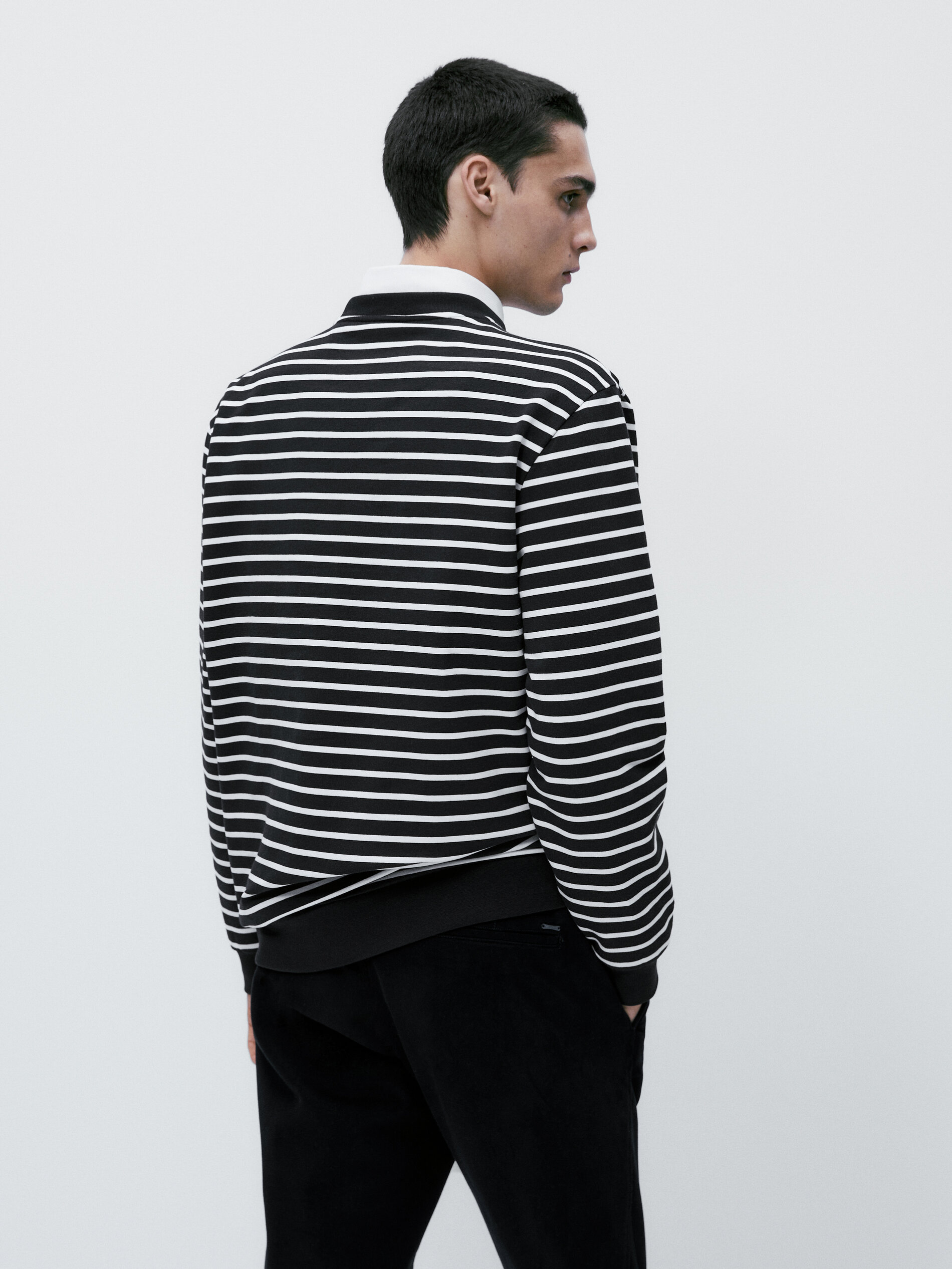 Sudadera rayas mezcla algodon - AZUL MARINO