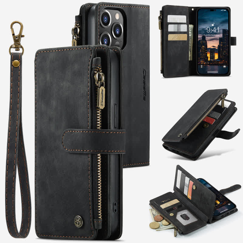 Retro Leather Phone Bag Wallet for iPhone Samsung with Coin Pocket