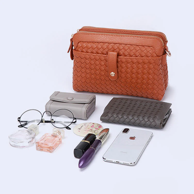 Multifunctional Underarm Handbag For Women Woven Leather Crossbody Bag