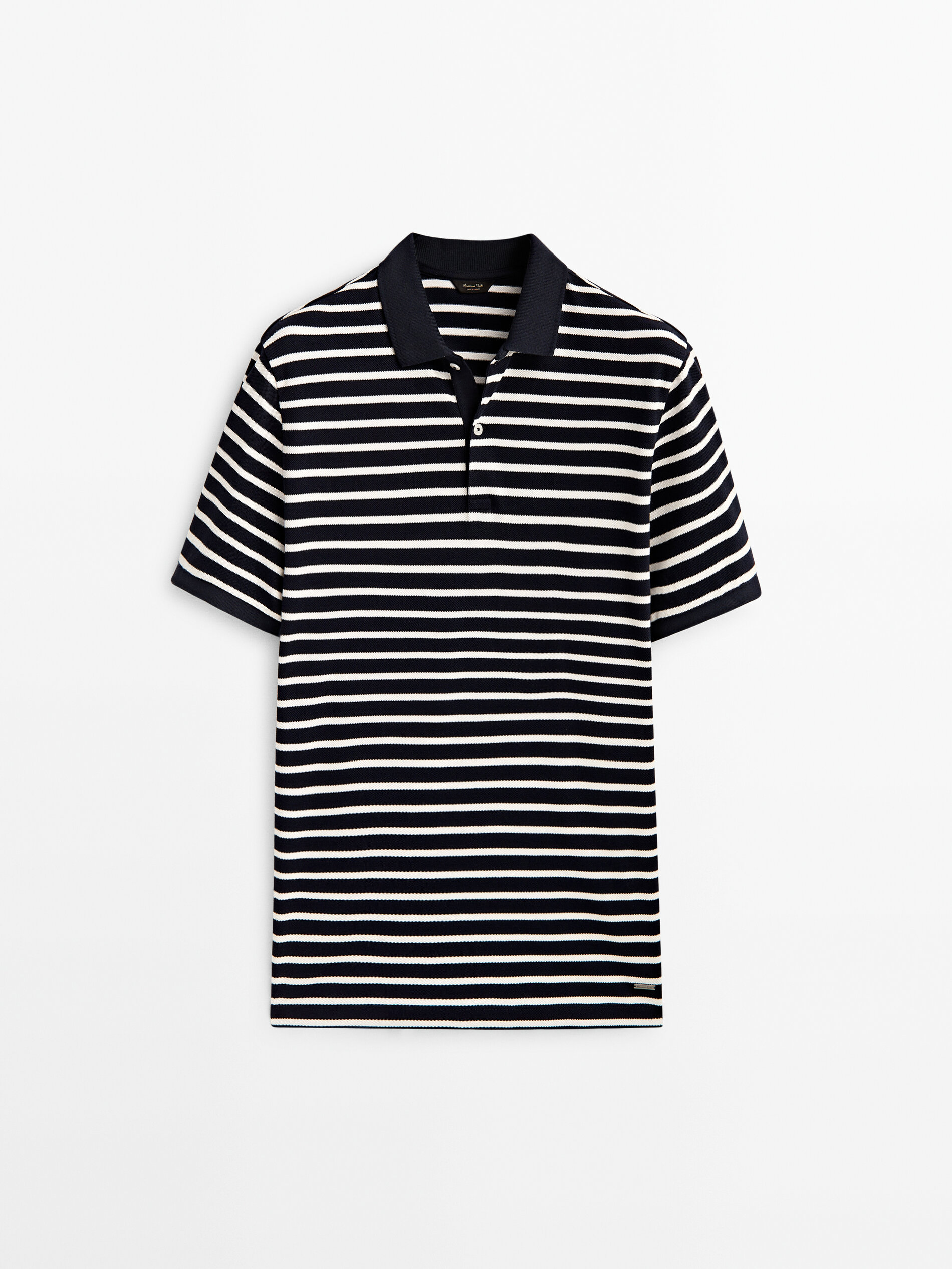 Polo rayas manga corta algodon - AZUL MARINO