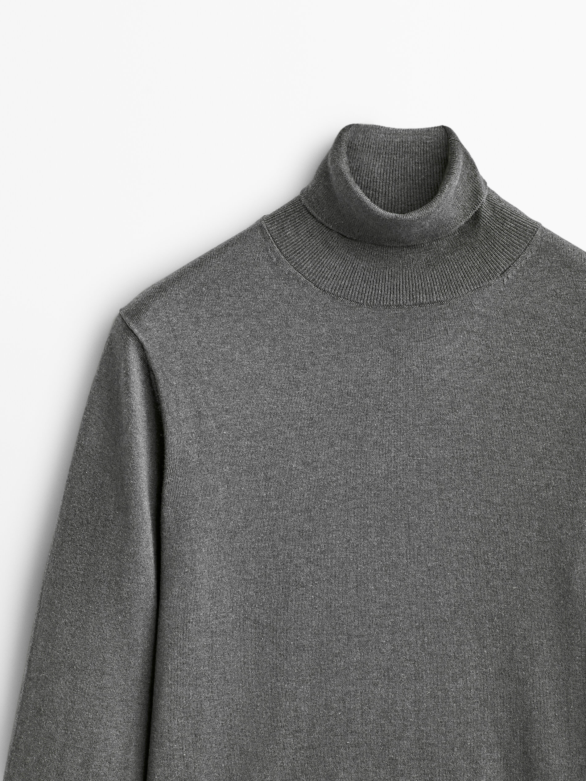 Jersey cuello alto algodon cashmere seda - GRIS ANTRACITA