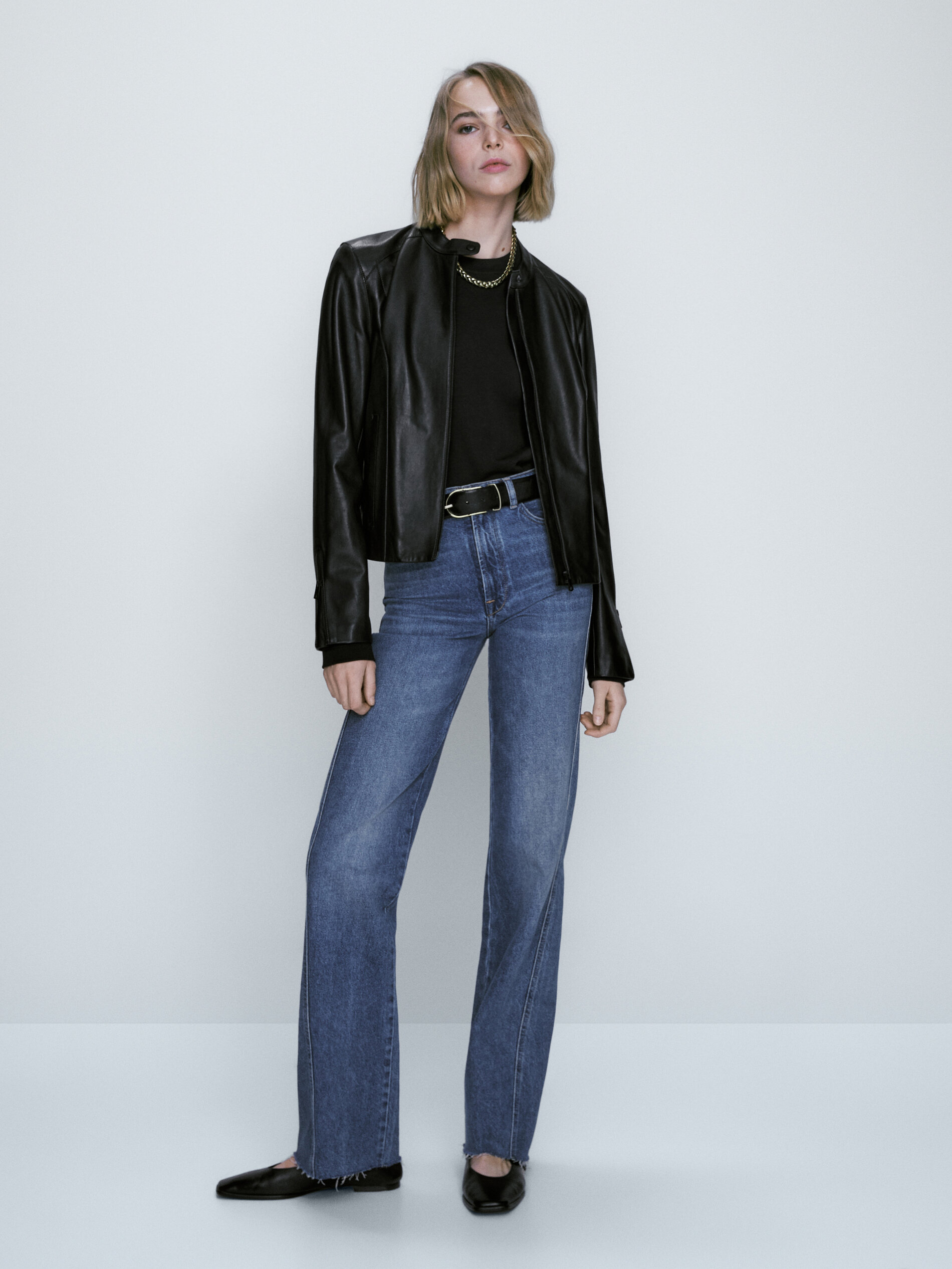 Chaqueta piel napa negra - NEGRO