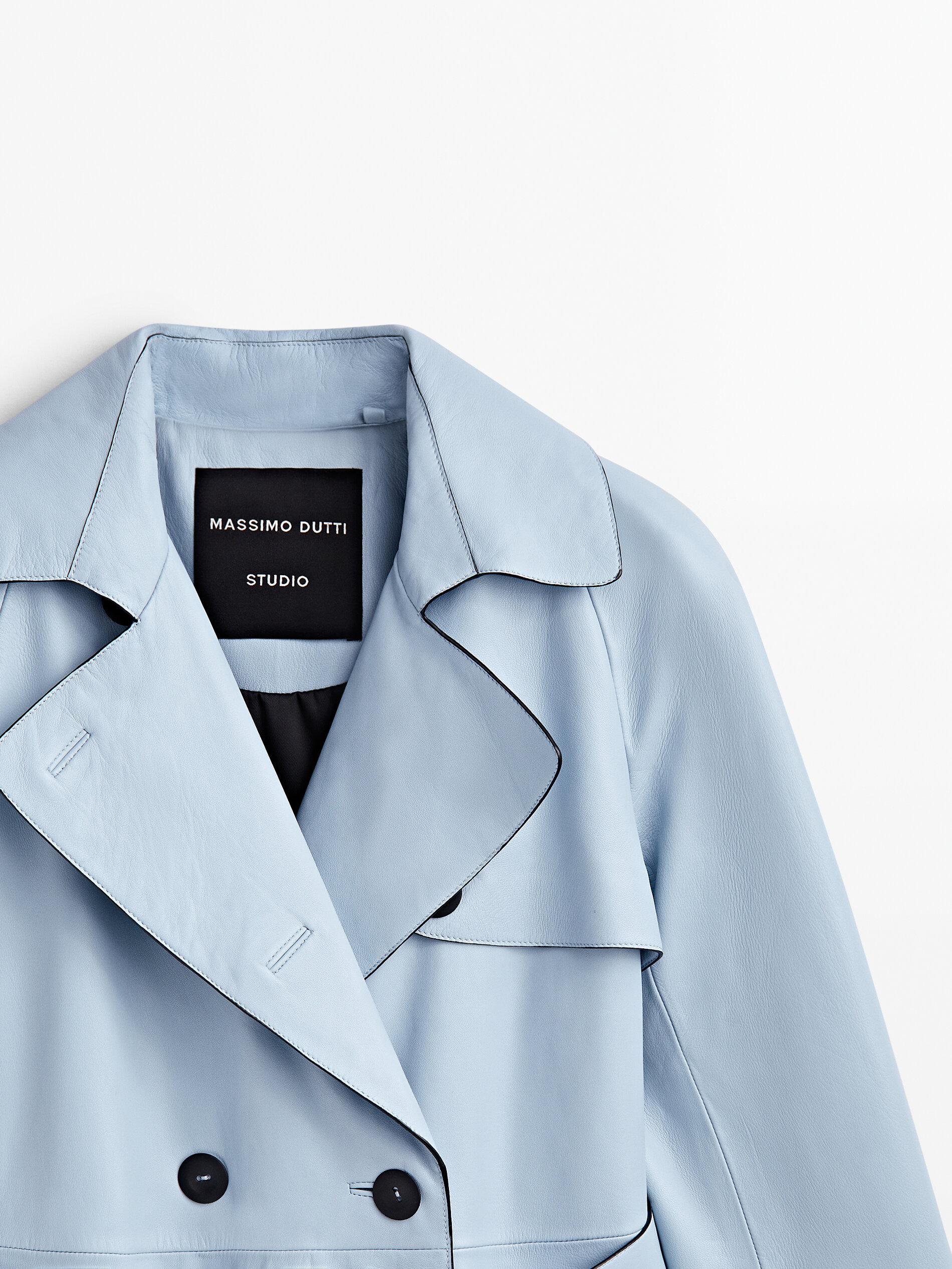 Chaqueta trench piel napa cinturón - Studio - CELESTE