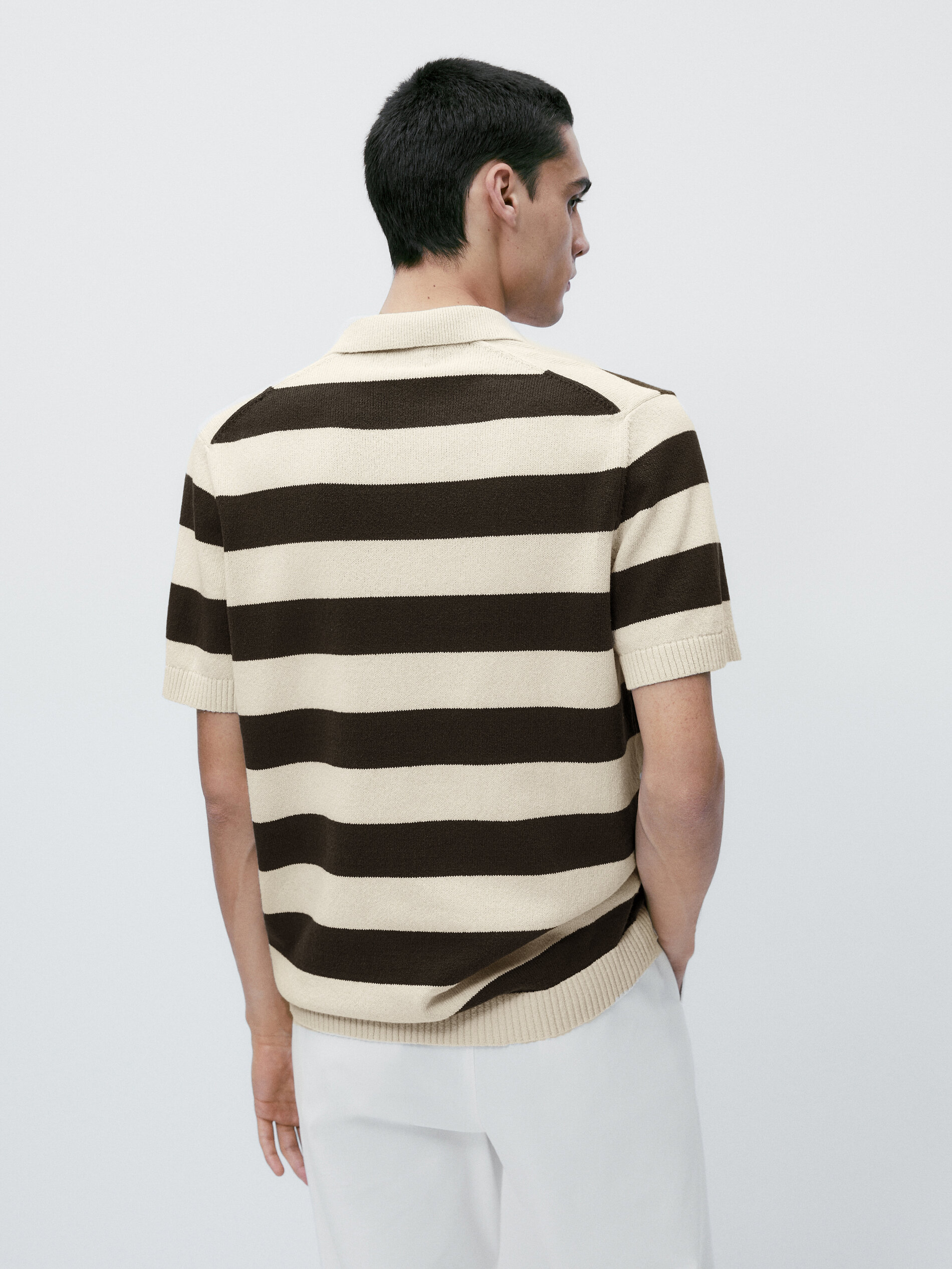 Jersey polo rayas manga corta - GRIS ANTRACITA