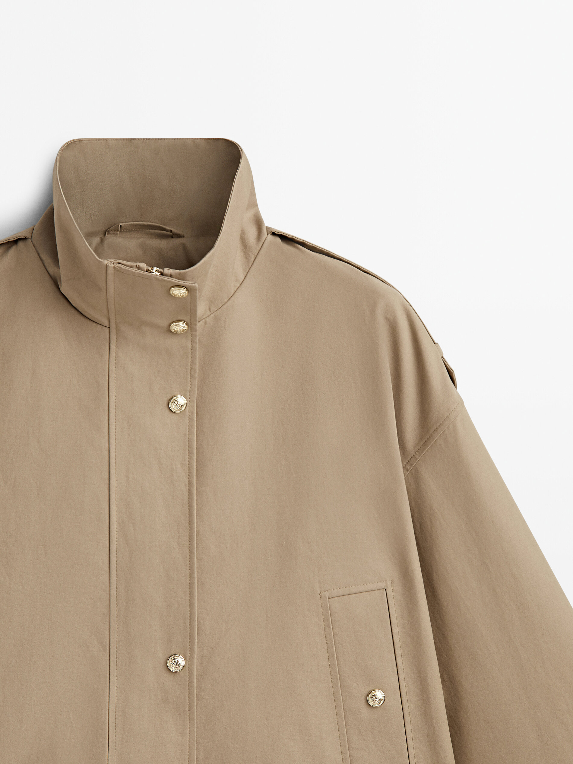 Parka corta botones dorados - BEIGE