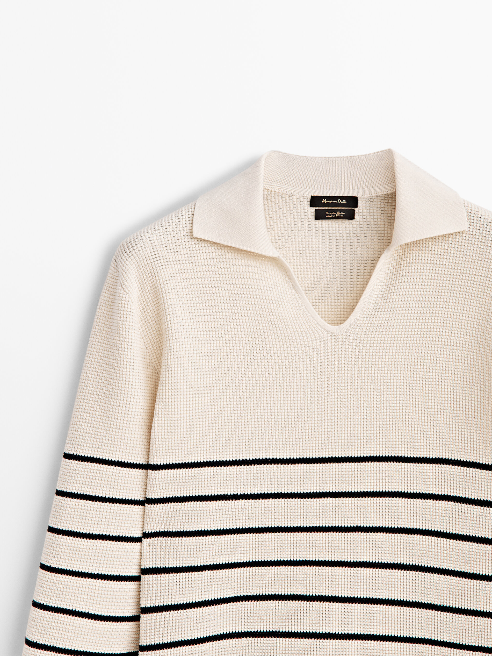 Jersey polo rayas estructura algodón - CRUDO