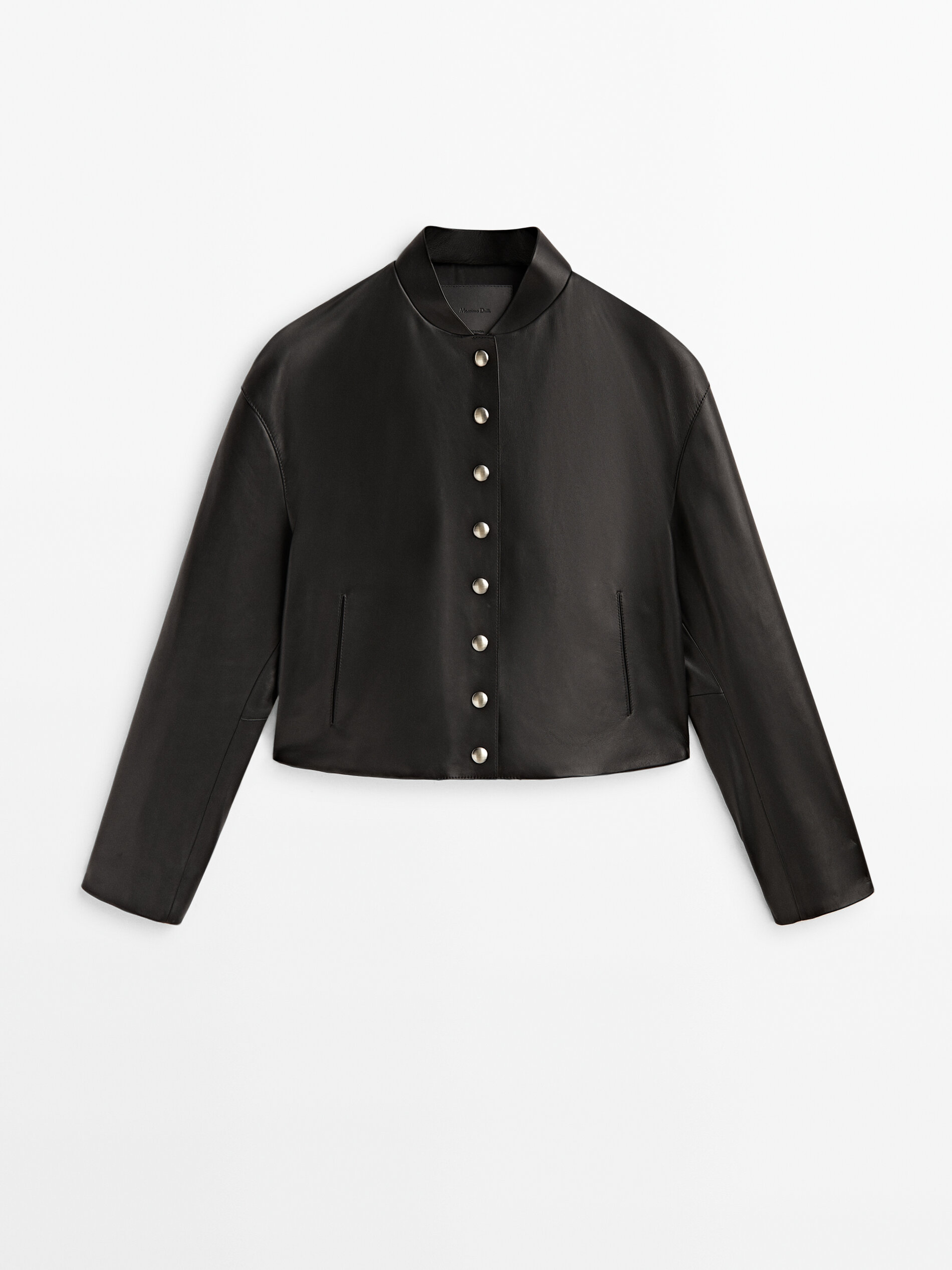 Chaqueta bomber piel napa botones - NEGRO