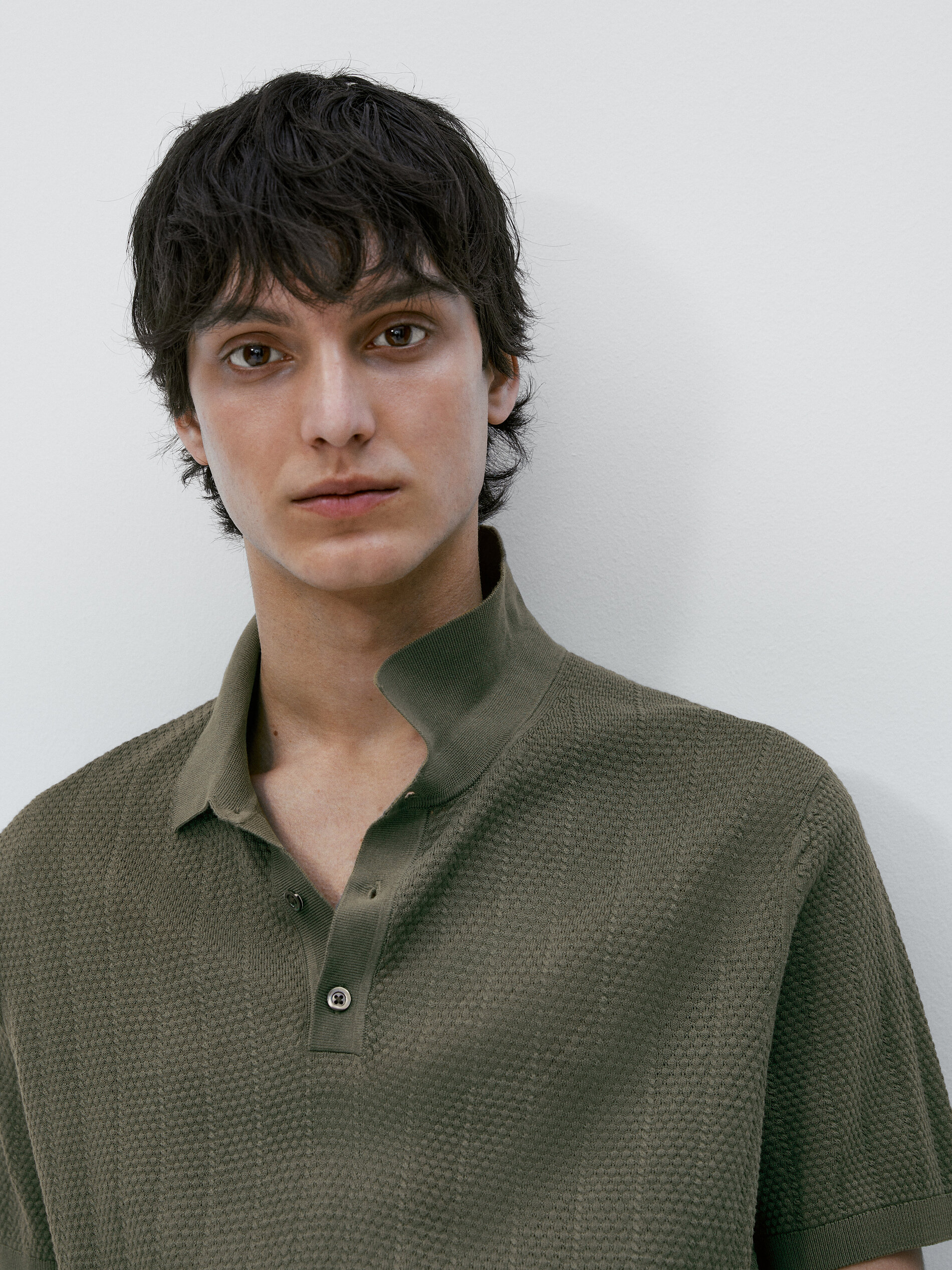 Jersey polo estructura manga corta - Kaki delavado