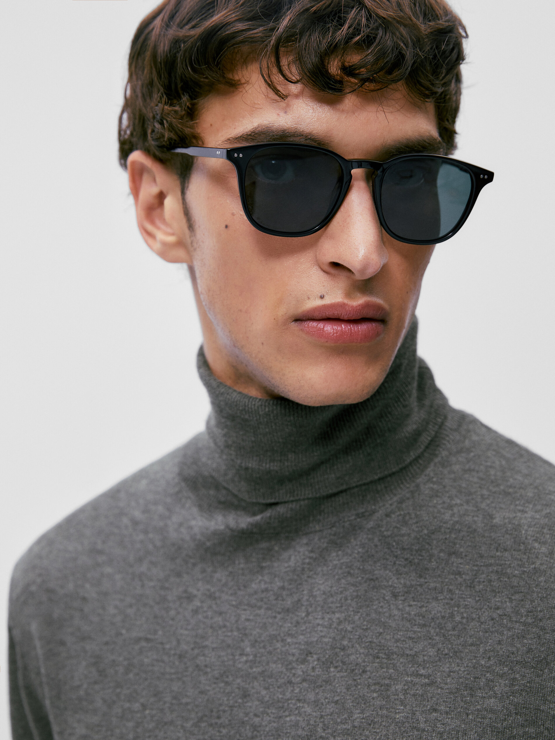 Jersey cuello alto algodon cashmere seda - GRIS ANTRACITA