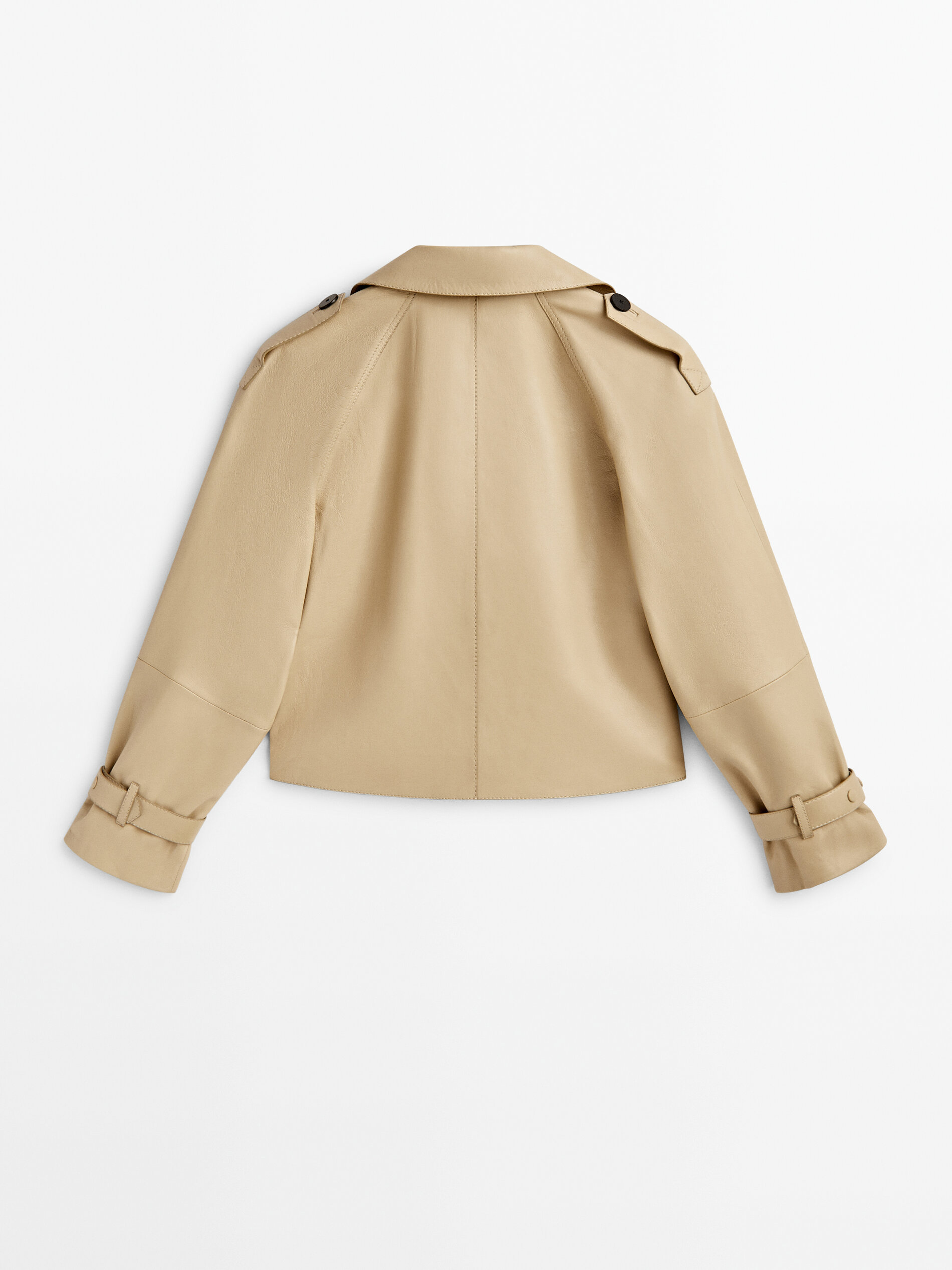 Chaqueta trench crop piel napa - BEIGE