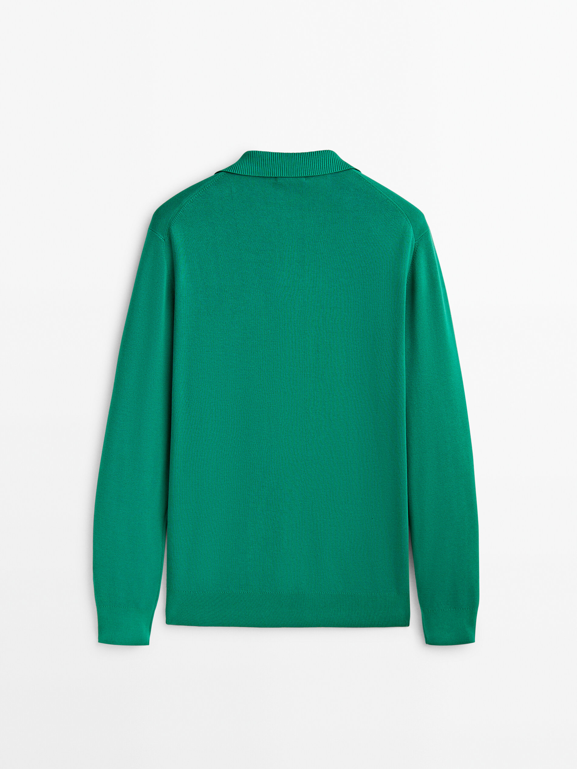 Jersey punto milano algodon cuello polo - Verde