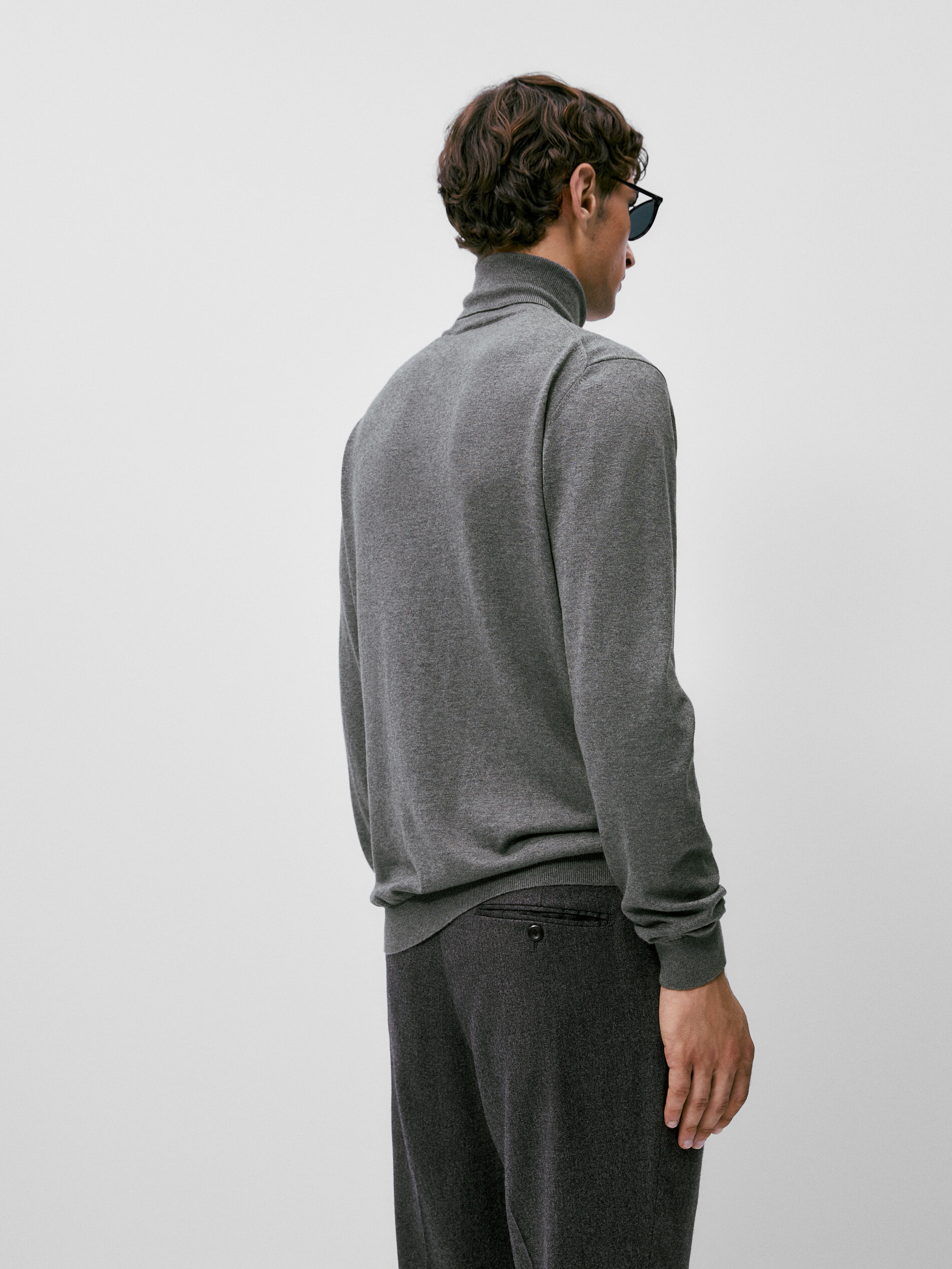 Jersey cuello alto algodon cashmere seda - GRIS ANTRACITA