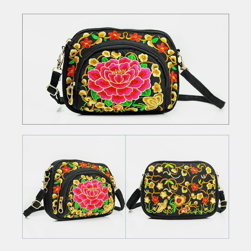 Embroidery Small Crossbody Bag Cell Phone Pouch
