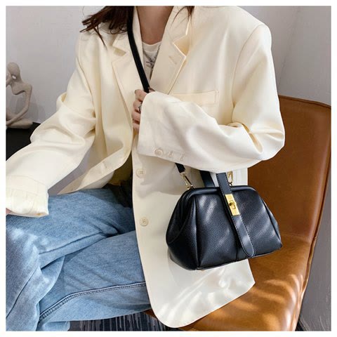 Buckle Phone Bag For Women Elegant Leather Handbag Crossbody Bag