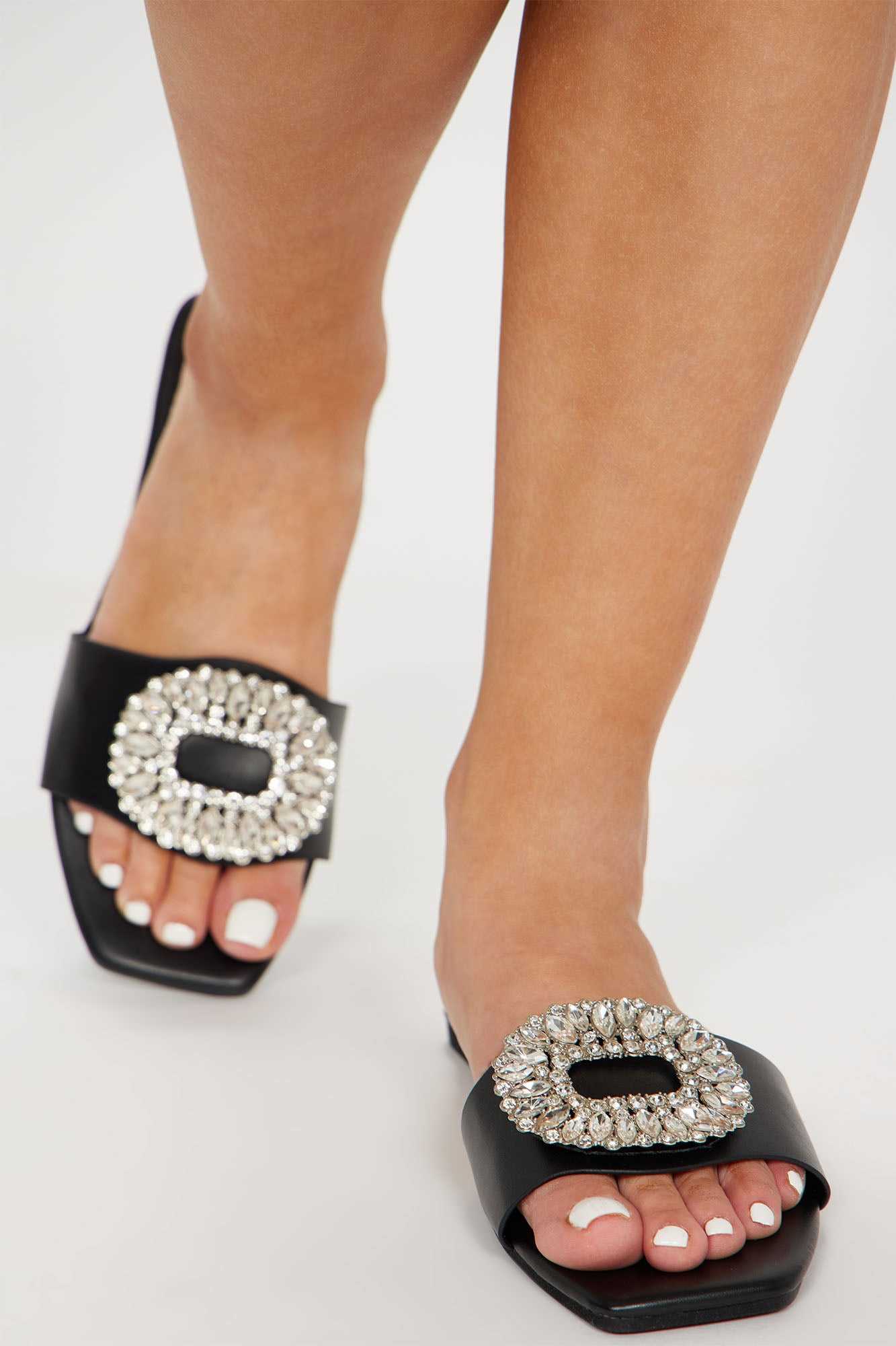 Brooklyn Embellished Flat Sandals   Black