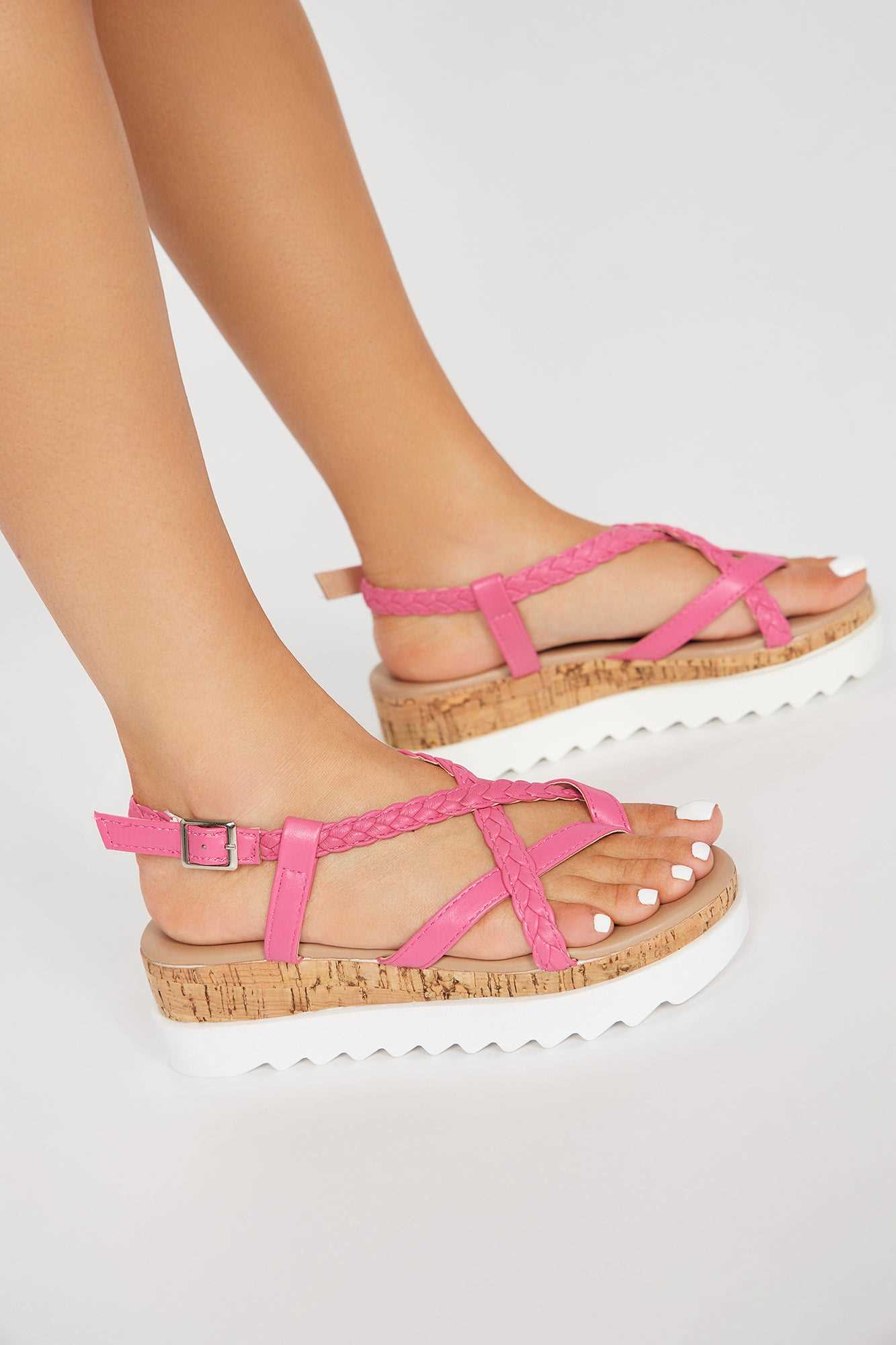 Maiara Flatform Sandals   Fuchsia