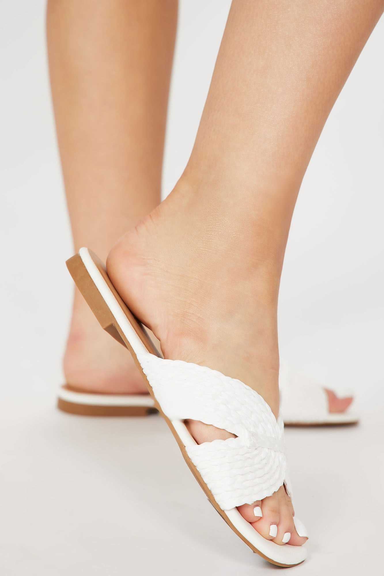 Let s Make Plans Flat Sandals   White