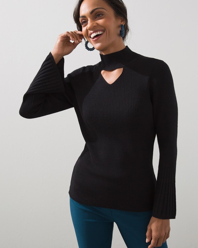 Cut Out Turtleneck Sweater Black