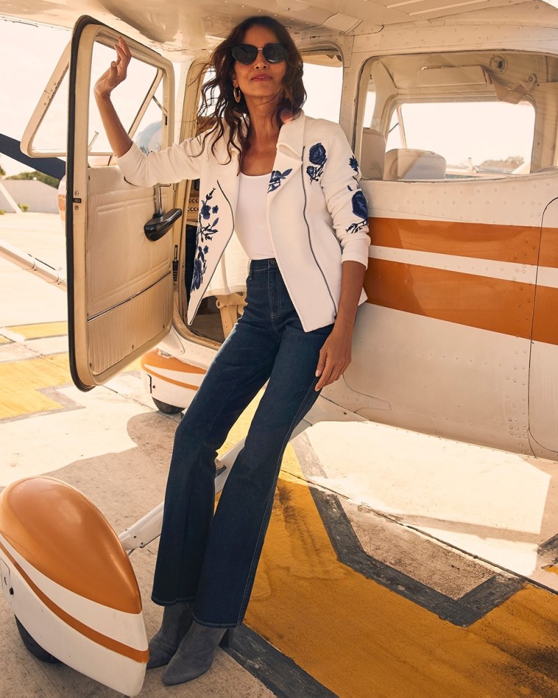 Embroidered Floral Cardigan Jacket Ecru