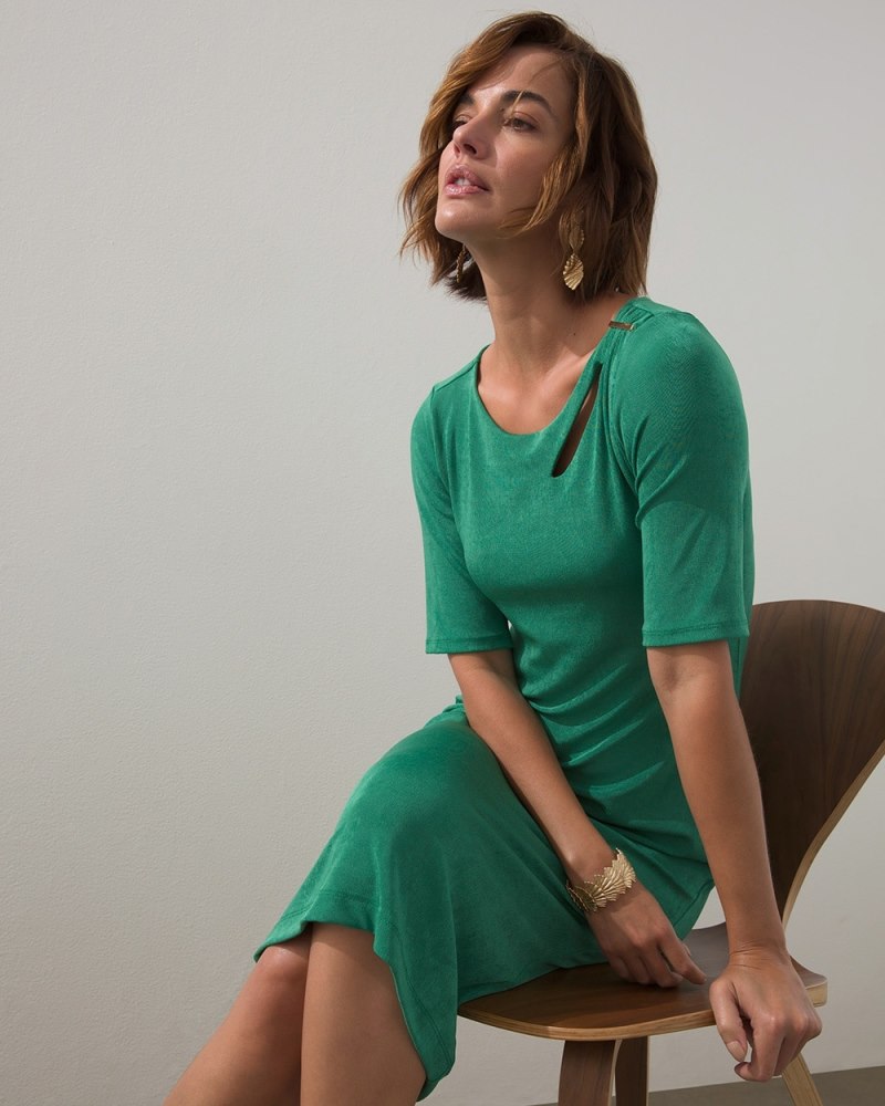 Travelers Keyhole Classic Dress Jardin Green