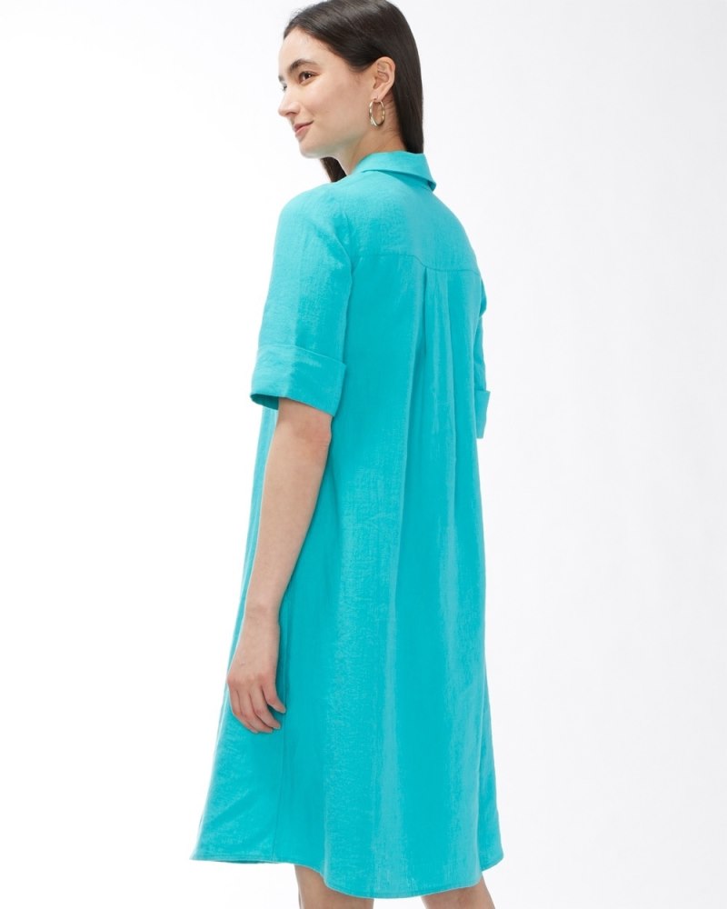 Linen Popover Dress Black