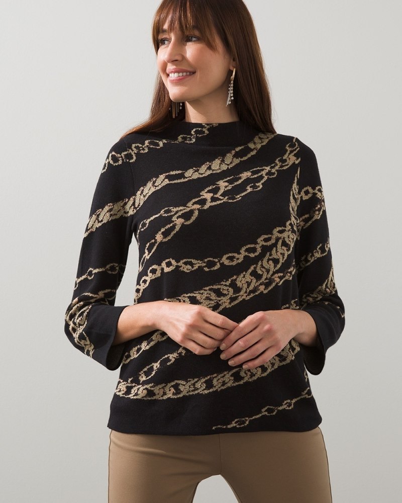 Status Chain Jacquard Sweater Black