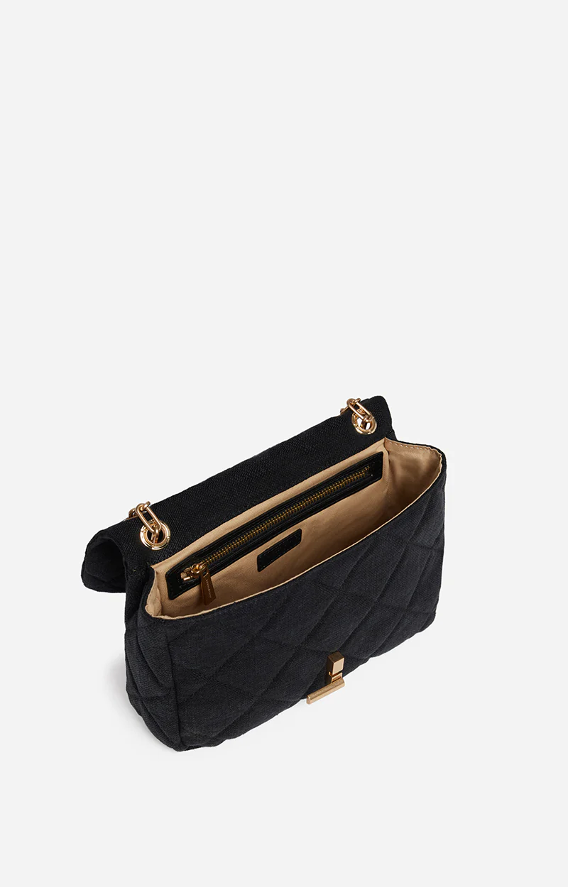 VANESSA BRUNO - Moon Bag Linen - Noir