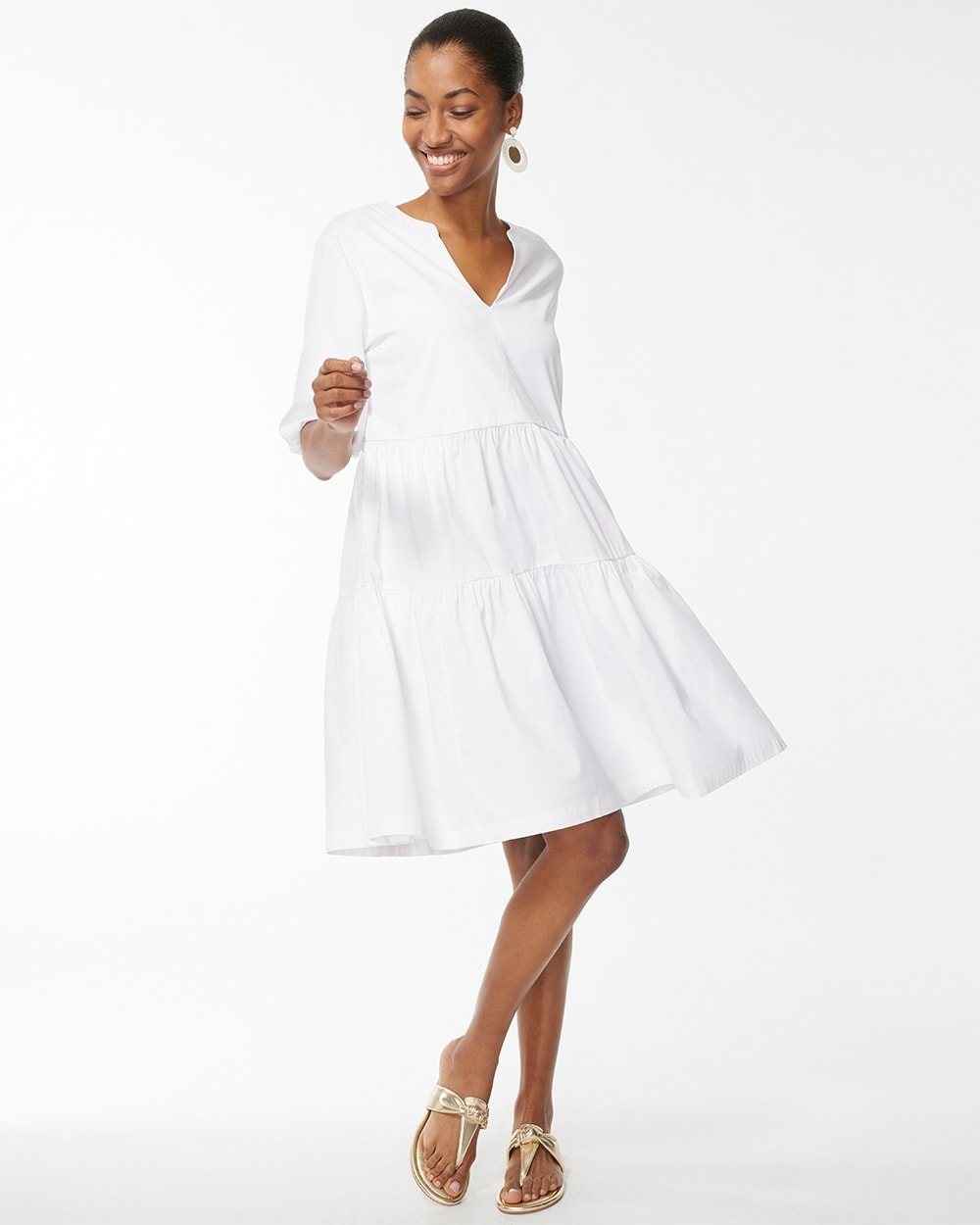 White Poplin Dress Alabaster
