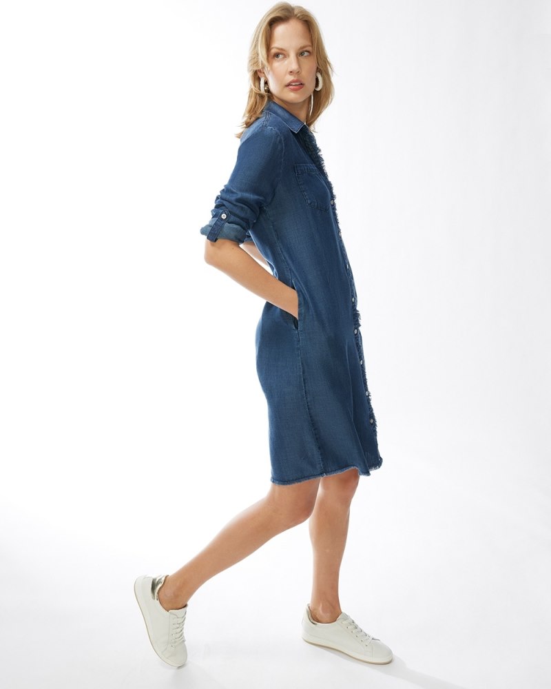 Tencel Fray Shirt Dress Marina Bay Indigo