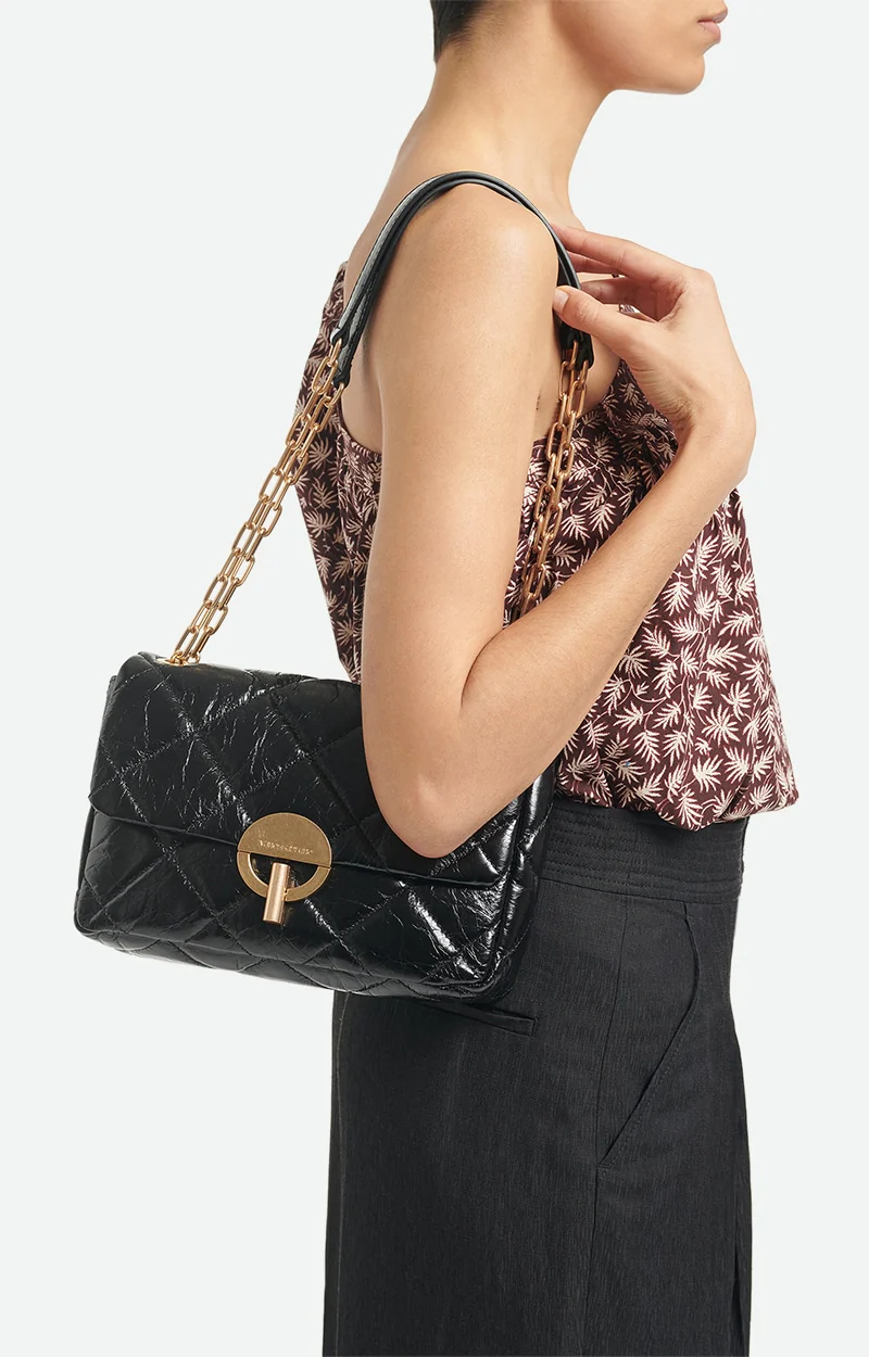 VANESSA BRUNO - Moon Bag Leather - Noir