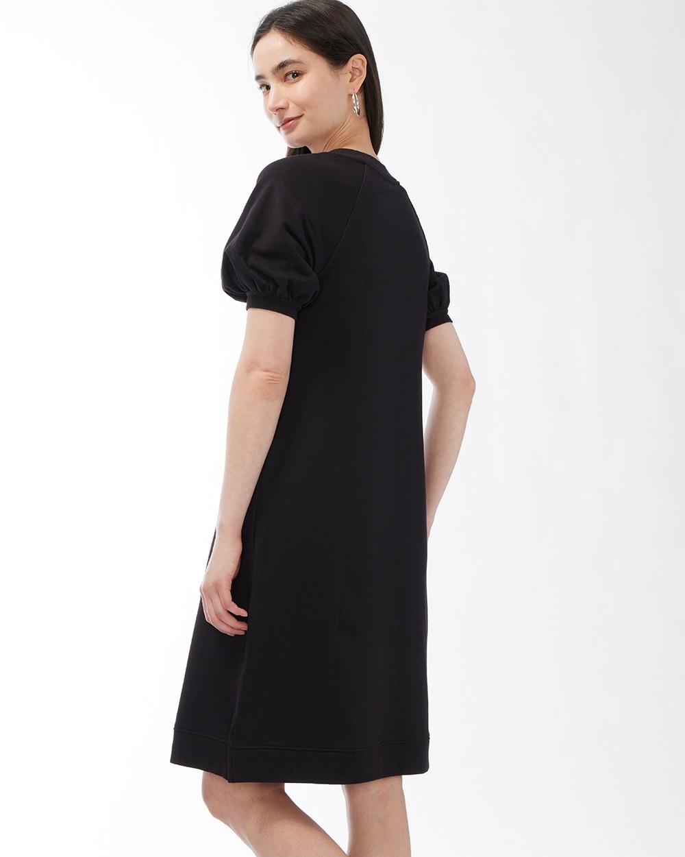 Zenergy French Terry Puff Sleeve Dress Black