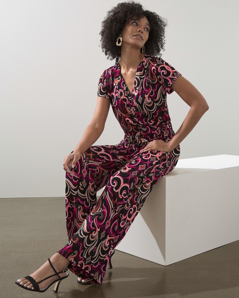 Travelers Scroll Print Jumpsuit Very Cherry