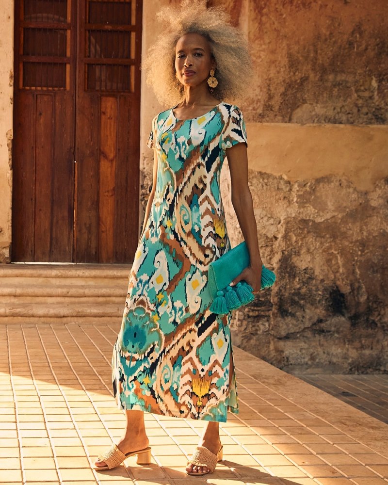 Travelers Classic Cap-Sleeve Dress Deep Poseidon