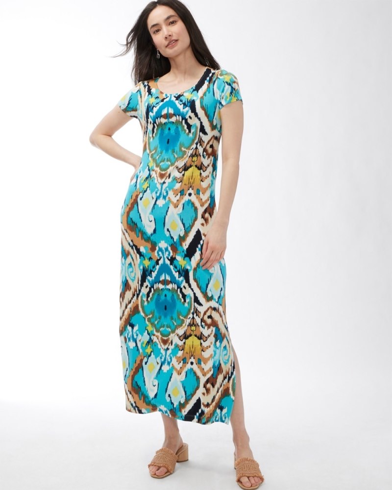 Travelers Classic Cap-Sleeve Dress Wave Blue