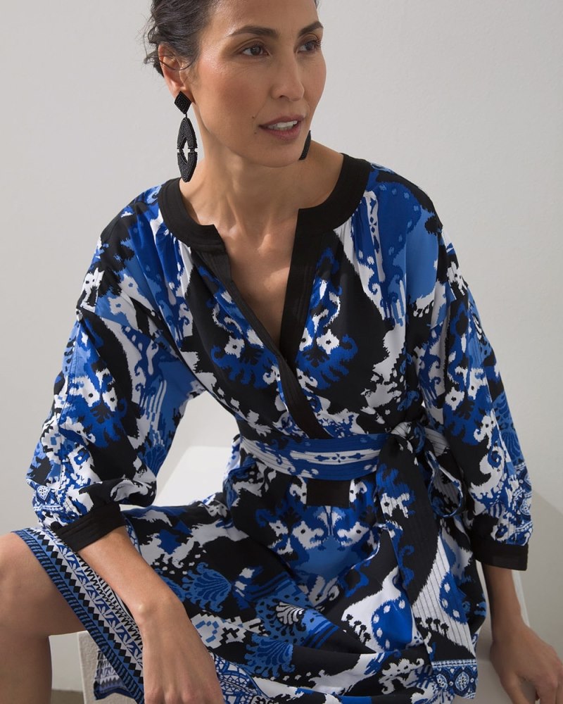 Ikat Tunic Dress Rich Cobalt