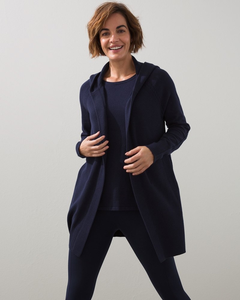 Zenergy Cotton-Cashmere Moto Cardi Classic Navy