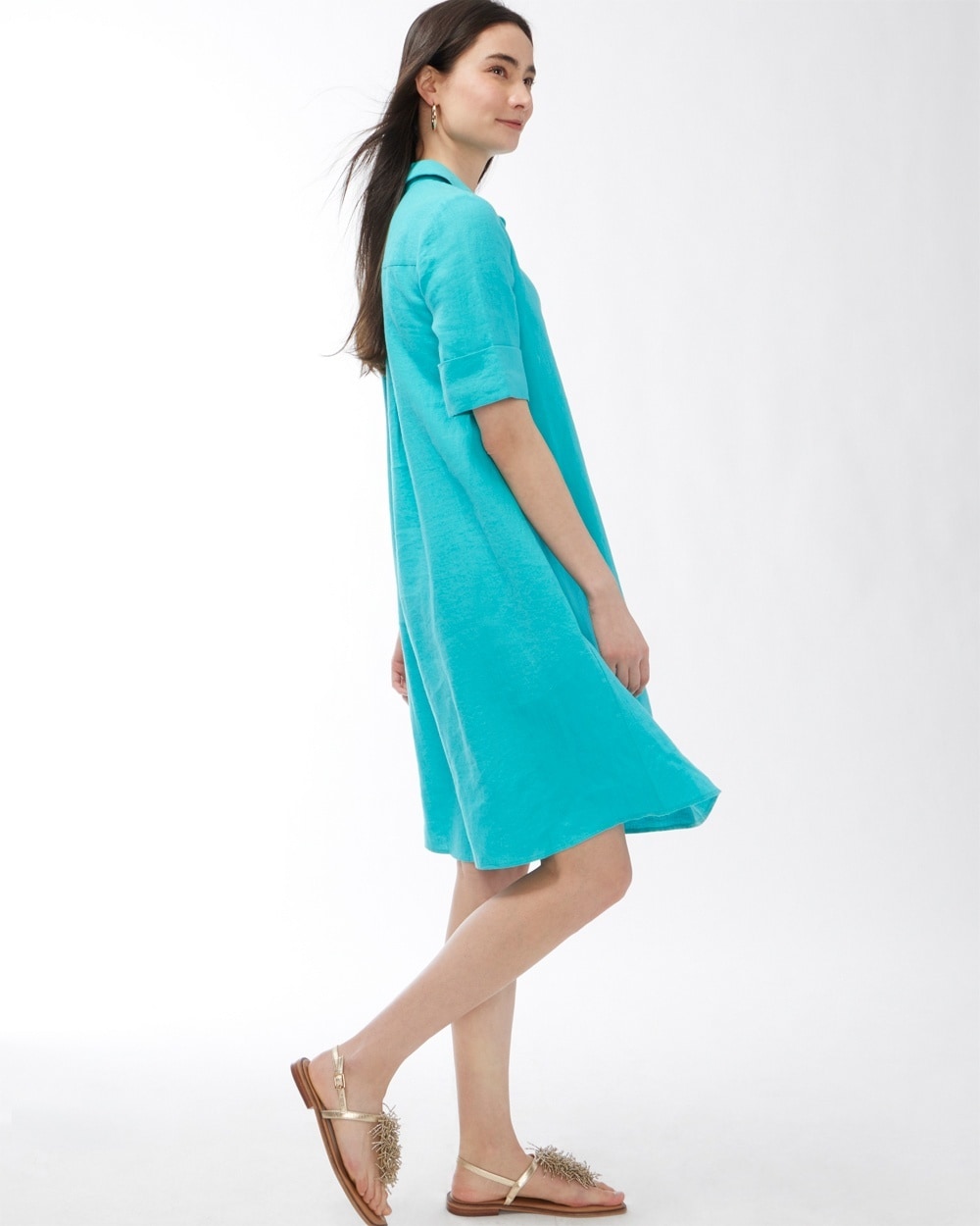 Linen Popover Dress Black