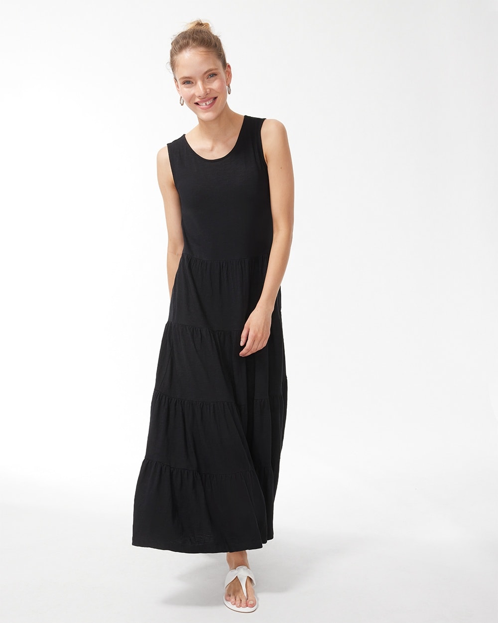 Sleeveless Cotton Slub Maxi Dress Black