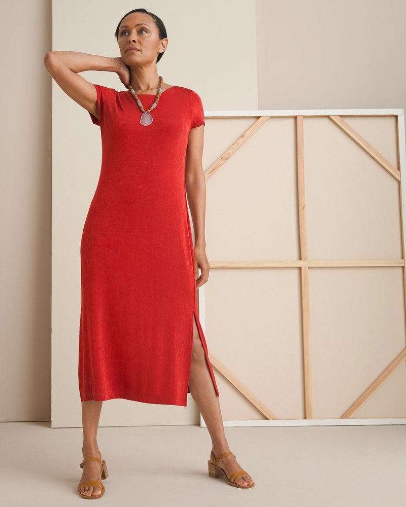 Travelers Classic Short Sleeve Maxi Dress Spiced Red