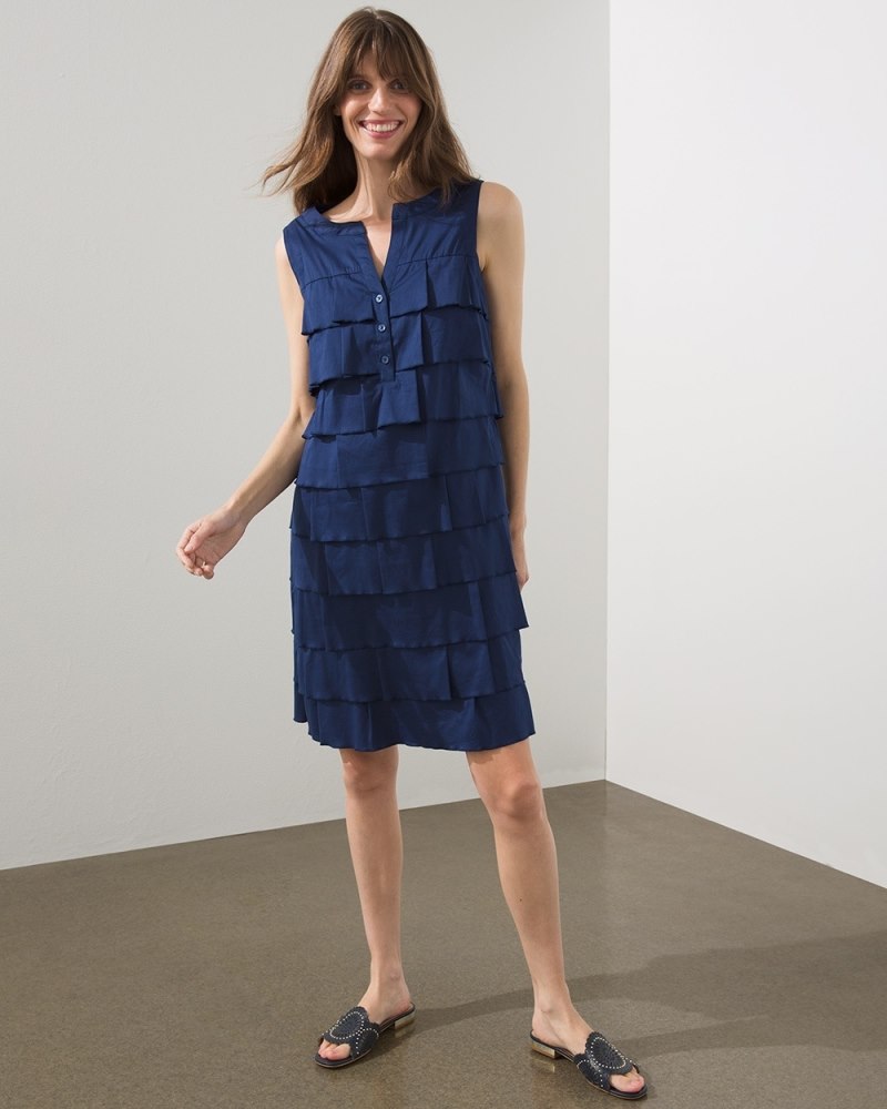 Multi-Tier Shift Dress Medieval Blue