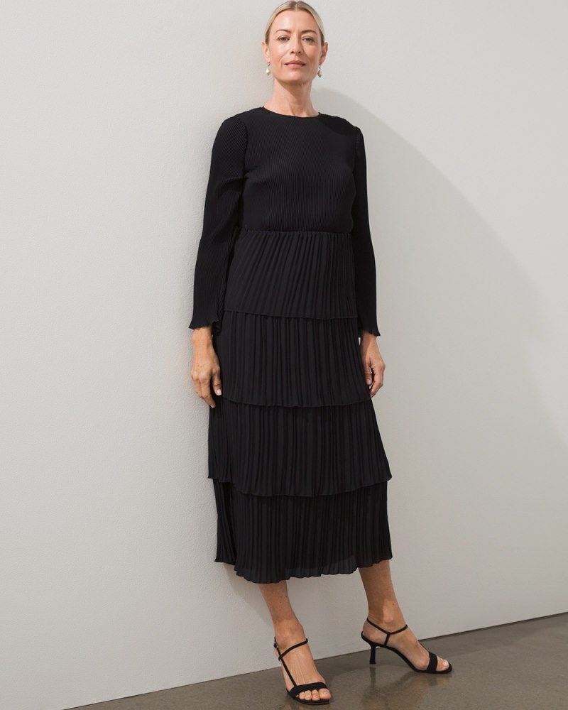 Black Label Pleated Tier Dress Black