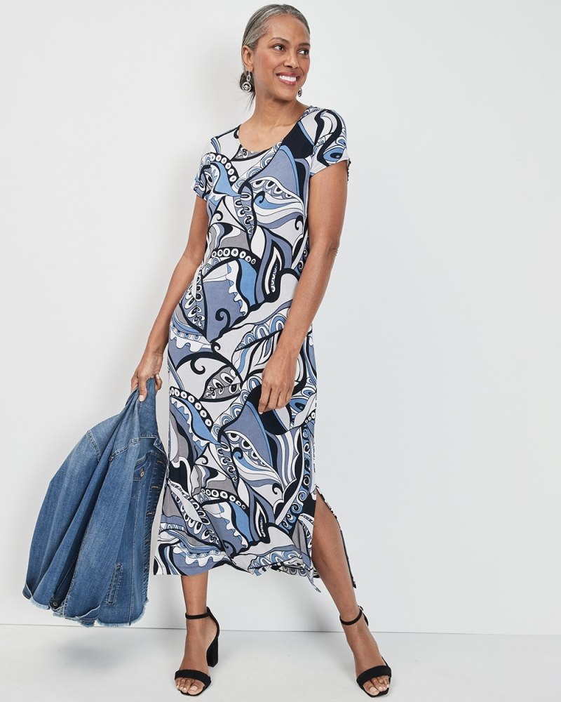 Travelers Classic Cap-Sleeve Dress Wave Blue