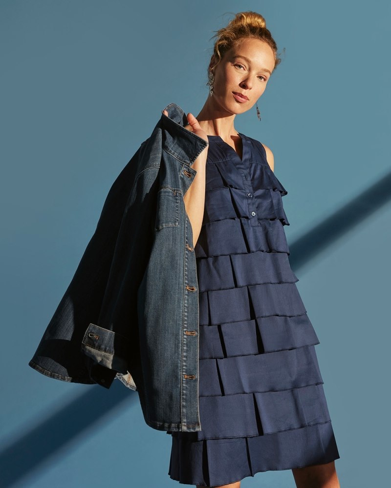 Multi-Tier Shift Dress Medieval Blue