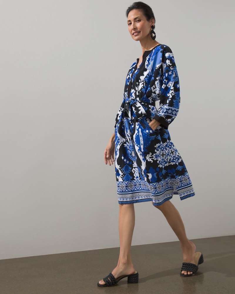 Ikat Tunic Dress Rich Cobalt
