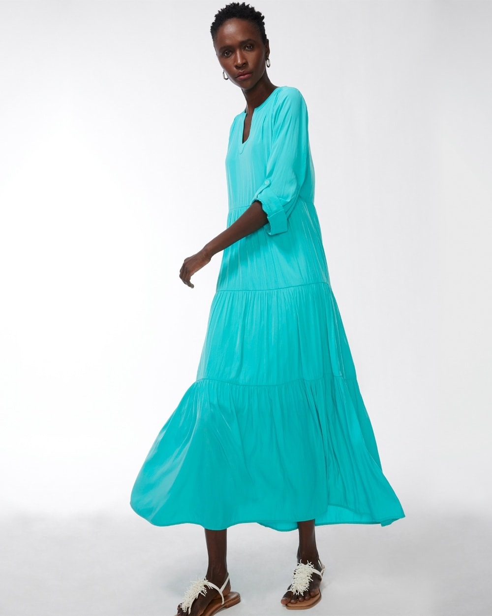 Tiered Maxi Sundress Agua Azul