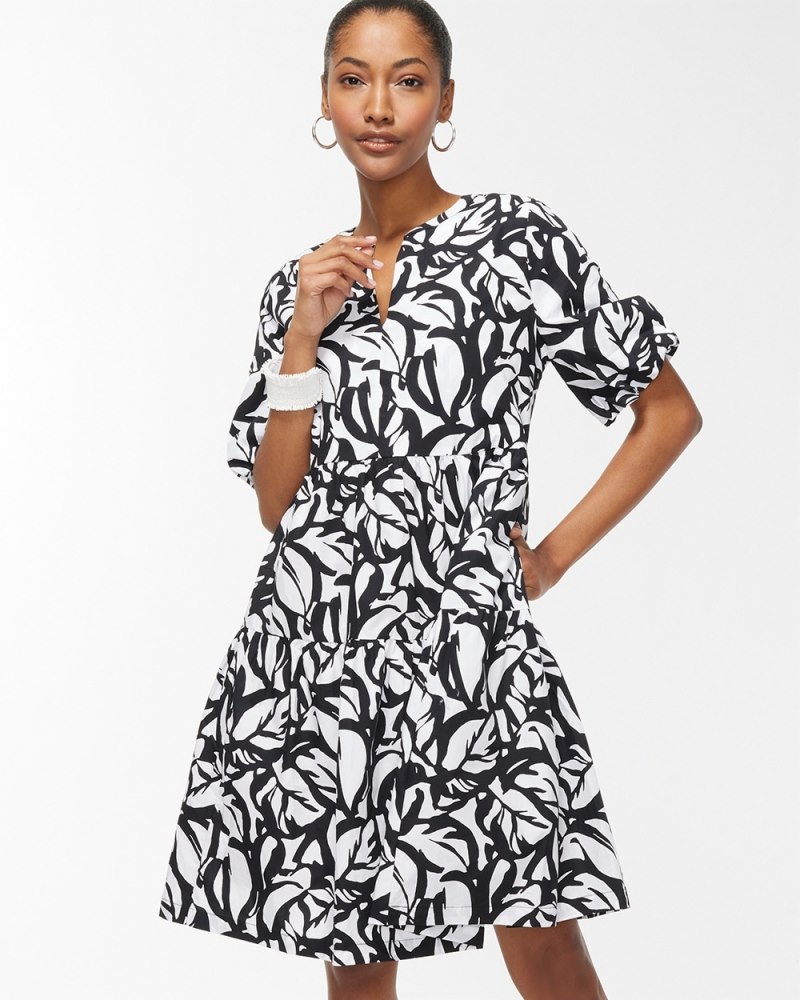 Black and White Poplin Dress Black/White